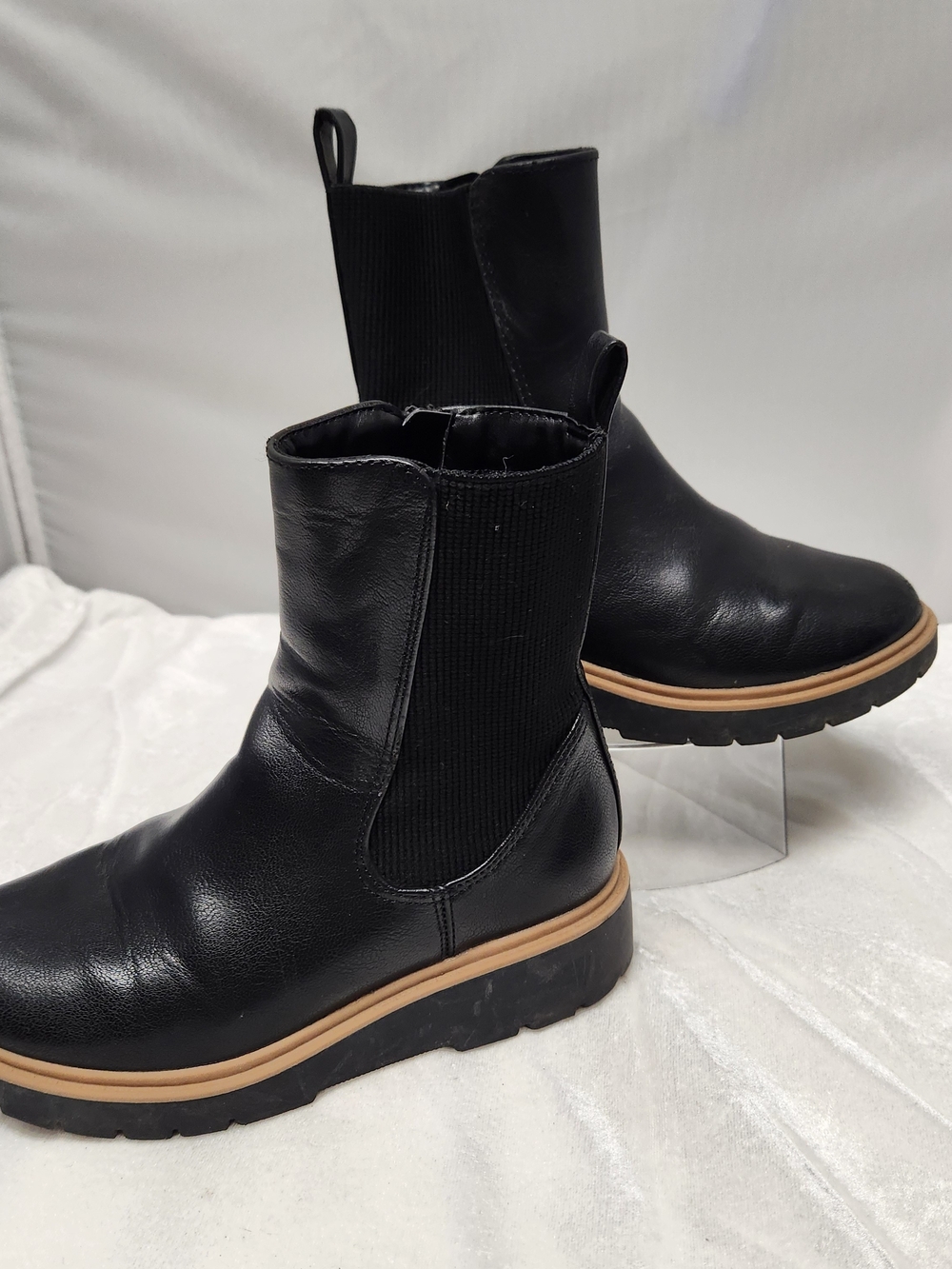 art class Black Chelsea Booties with Tan Contrast Welt